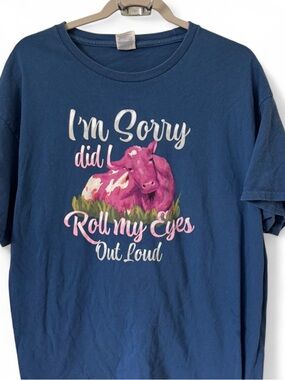 Delta Navy Short Sleeve Tee with Pink Cow Graphic